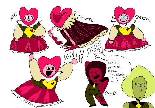 some doodles of my fangem, rhodochrosite…. shes a personal cheerleader!!!!