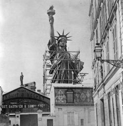 back-then:  The Statue of Liberty in Paris, 1887. Ready for shipment to the United States