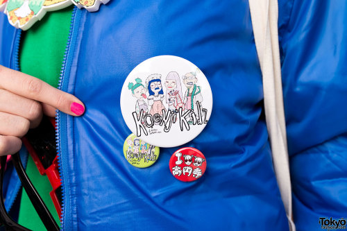 “Koenji Kids” button by Lactose Intoler-art spotted on the street in Harajuku.