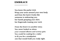 aseaofquotes:  Billy Collins, “Embrace”