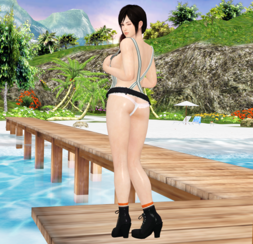 rinneganmanesix:  Kokoro out on the beach dock enjoying the view and teasing with her naughty outfit and sexy panties. Kokoro: Enjoying the view? *Wink* ; ) 