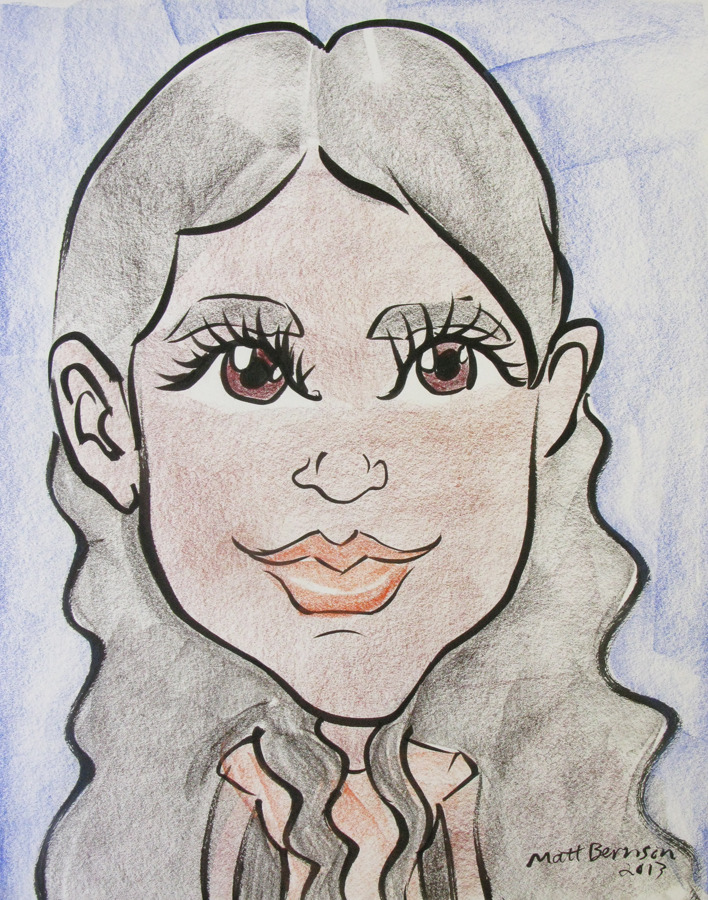 These caricatures were done at Dairy Delight 04 August 2013. Ink and woodless colored