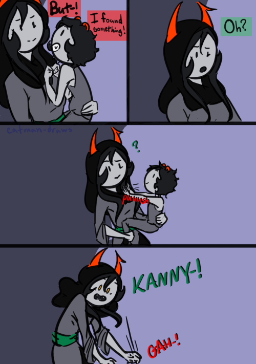 Chapter 3- Page 4First- Previous- Next #homestuck#homestuck ancestors#dolorosa#Signless #homestuck fan comic #homestuck fanart #catman mega comics #ancestor rewrite #number of times dolorosa has dropped this child: at least 3  #I can Guarantee this number will increase  #shes used to holding grubs; theyre much smaller and weaker