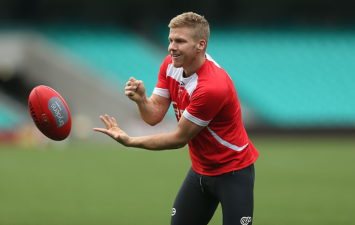 roscoe66:  Daniel Hannebery of the Sydney Swans  Just playing around and having fun.