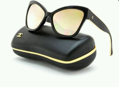 Chanel Sunglasses(Women’s Pre-owned Oversized Cat Eye Black & Gold Mirrored Designer Sun G