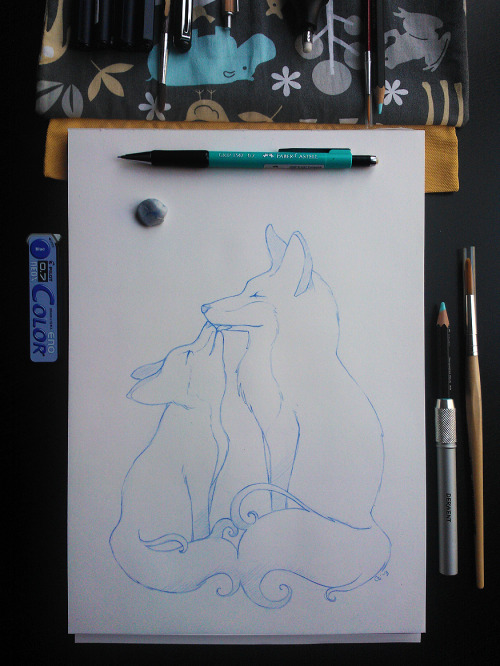 Sketch of a new illustration. I love the effect of blue pencil :)Shop: www.etsy.com/it/shop/notadino