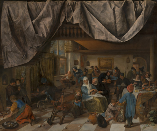 The Life of Man, Jan Steen, 1665, Mauritshuis MuseumThe curtain is lifted to give us a clear view of