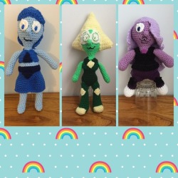 craftyvibes444: @drawbauchery I saw in one of your posts that you love collecting plushies. I couldn’t resist creating a collage with my crochet Lapis, Peridot, and Amethyst (which I made) since I love your “Steven Universe” and Lapamedot illustrations