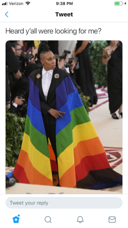 singelisilverslippers:i’m tired of people not appreciating the intense imagery of lena waithe’s met 