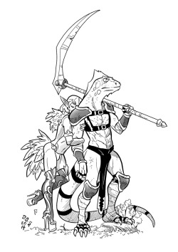 weremole:Lizardman and elf warmup. Manga Studio.