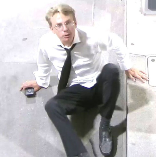 Losing My Mind At This Security Cam Footage Of A Guy That Looks Like Concept Art For The Once In A Lifetime
