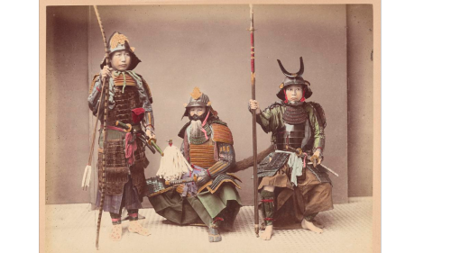 Samurai,1890s hand colored photographs