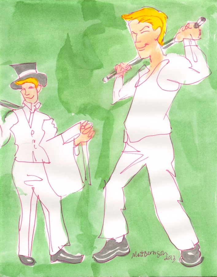 Drawings of Dale Stones done at Dr. Sketchy&rsquo;s Boston. Ink and watercolor