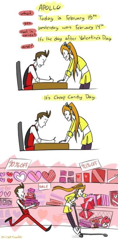 imnobodyuknow:  Whoa…Valentine’s Day is over already?  How about that…I hope it was a good one for you.  In any case, Happy Cheap Candy Day!