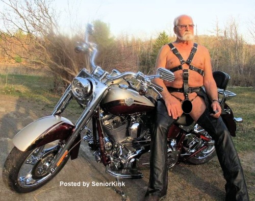 seniorkink:Leather Harness Collection Couple of hot Pipe Daddies in here.