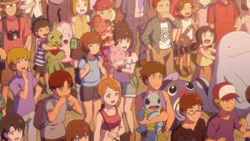 larvitarr:the-pokemonjesus:I just really love how people and Pokémon in an urban city were po