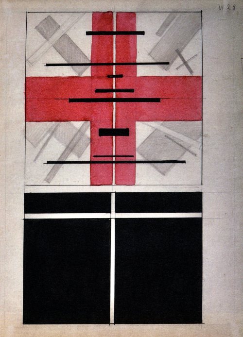 repulsion66:ilya chashnik - composition with pink cross (1928)