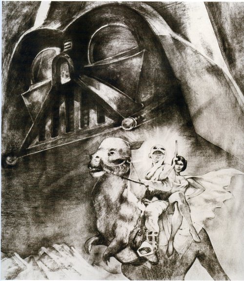rptv-starwars:Concept art for Empire Strikes Back movie poster, by Tom Jung, c.1979That’s hilarious.