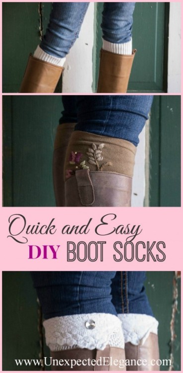 Buy or DIY. DIY Easy No Sew Boot Socks Tutorial from Unexpected Elegance here. Did you see Grace and