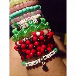 to-breathe-under-water:  . Not all of my kandi but a few favorites 