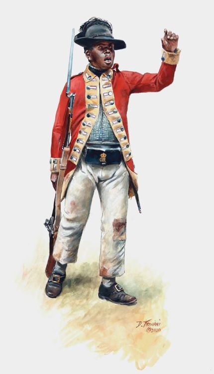 bantarleton:An American Loyalist soldier of Lord Dunmore’s Ethiopian Regiment, 1775. Dunmore, govern