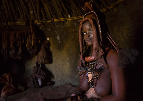 XXX   Woman Wearing Wedding Headdress In Himba photo