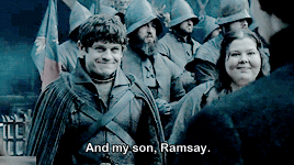 aryajeynes:“Roose Bolton murdered my brother. He betrayed my family. He’s loyal to the Lannisters. H