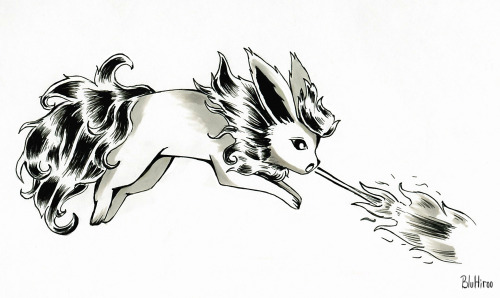 Inktober #4 - Flareon! So majestic and fluffy!