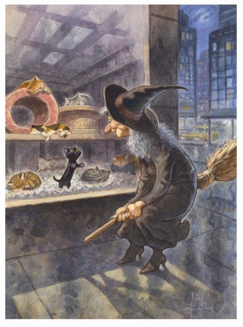 pantstrovich: thespookshaveamidnightjamboree: I love this artwork! Every Witch needs a familiar. &l