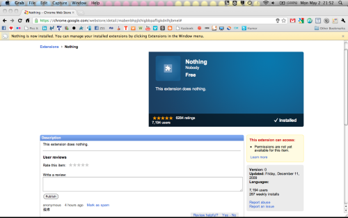 Nothing: costs nothing, does nothing, for nobody, by Nobody. download this piece of beautiful pointl