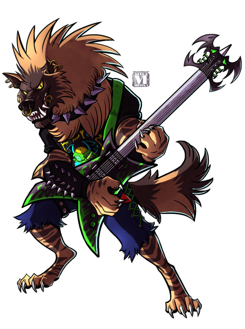 The Guitarist, Claymore! He is a brown hyena who formed a thrash metal band with his other hyena rel