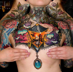 tattooideas123:  Lantern & Moths Chestpiecehttp://tattooideas247.com/lantern-chestpiece/