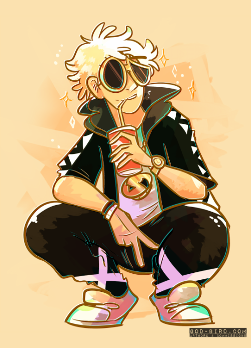 frigidloki:☆ gang boss disrupts locals by squatting and sipping soda too loud[art commissions / port