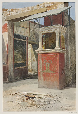 Lararia of Pompeii by Italian painter, illustrator, and watercolorist Luigi Bazzani (1836-1927)Larar