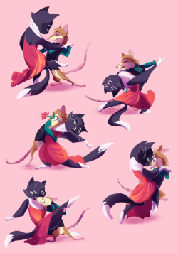 bedupolker:  Practice with poses! Cat &amp; rat tango. Also lowkey wish fulfillment as a small tomboy who likes tall pretty women 