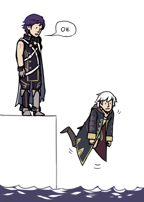 spiritleaf:  I was playing the FE:A demo and I didn’t realize that tactician was considered a flying unit so I thought Chrom was just… casually depositing Robin in the river  