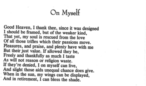 englishgradinrepair:“On Myself,” Anne Finch 