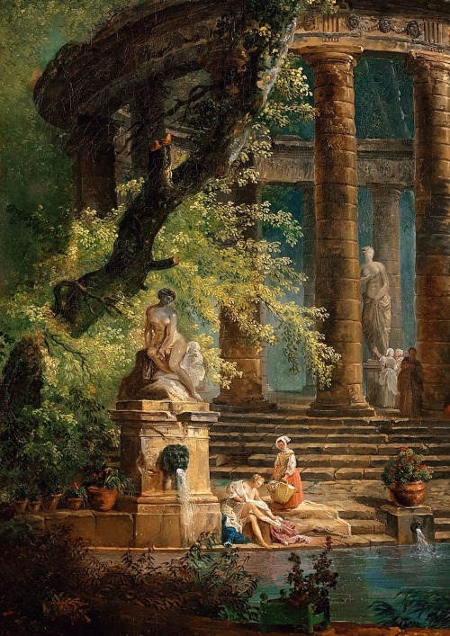 aqua-regia009:The Bathing Pool (1753) by Hubert Robert