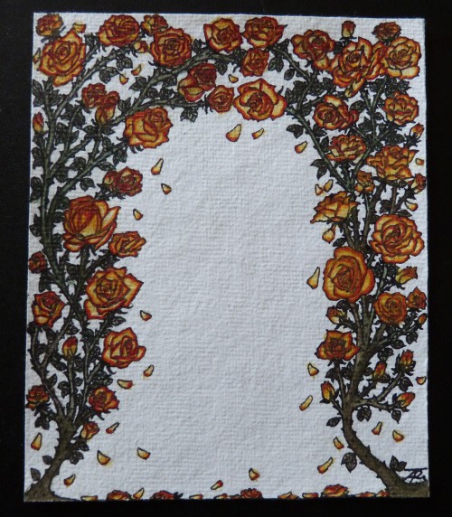 The second of six rose-patterned bookplates I was commissioned to draw. :) If you’d like to commissi