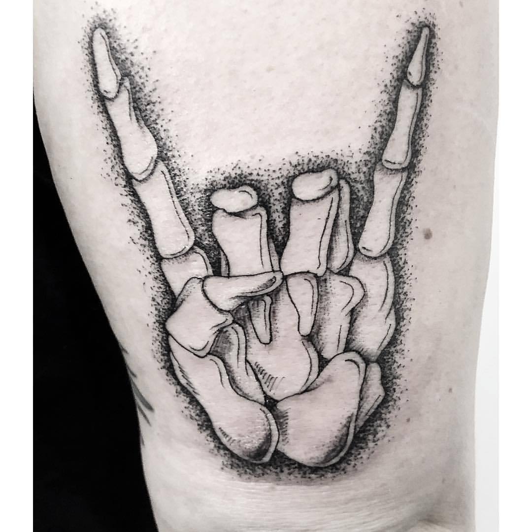 Discover More Than 75 Skeleton Rock Hand Tattoo - In.Cdgdbentre