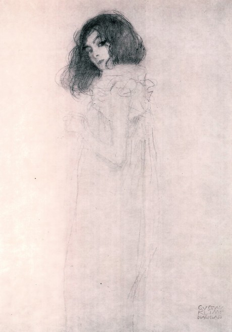 Portrait of a Young Woman  -  Gustave Klimt 1896Sketch , study