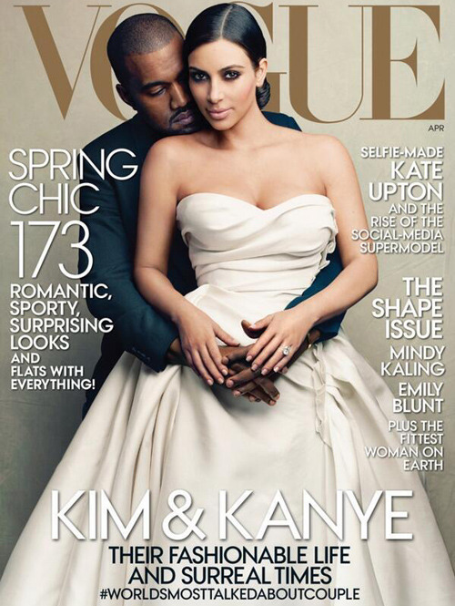 fuckyeahdash:  Kim Kardashian &amp; Kanye West on the cover of Vogue April 2014