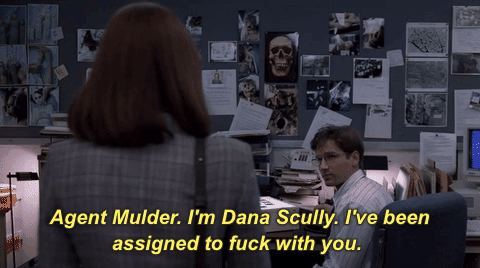 scullyitsme:25YEARSAGOTODAY MARCH61992DANASCULLYWALKEDINTOFOX   MULDER’SBASEMENTOFFICEANDFUCKEDHIMUP