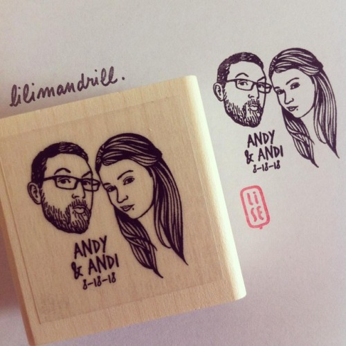 Custom Portrait Stamp @lilimandrill www.lilimandrill.fr @etsy #savethedate #EtsyGifts #selfie #etsyw