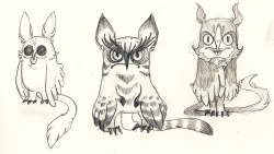 leppu:  myrntai:  Half of my half of the art trade with Leppu, door owls from her comic Prague Race. I still need to finish one of these! I had my typical problem with owls, i couldn’t choose and design just one…  Door owls are adorable! &lt;3  CAN’T