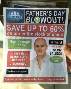 theropegeek:  dumdolly:  halli-berry:  obviousplant:  My neighbors just received this flyer in their mailboxes. See more dads here!   @dumdolly  Is this a flat lifetime fee of 񘒀 if so I’ll take one Walter please  Ha!