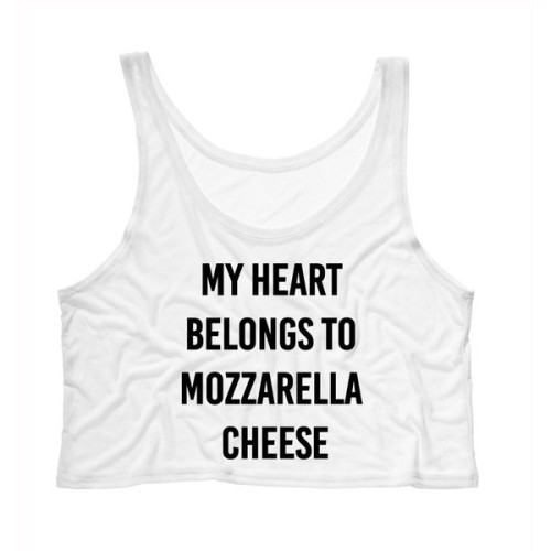 Valentine’s Day My Heart Belongs to Mozzarella Cheese Crop Tank Top Pizza Shirt Singles Awaren