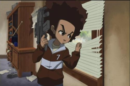 kemetically-afrolatino:  peeped this in the first episode. its mad quick too, u blink u miss it. McGruder u sneaky guy, u. 