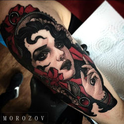 thievinggenius:  Tattoo done by Vitaly Morozov.