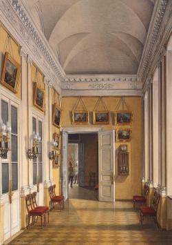 ghosts-of-imperial-russia:  Interiors of the Winter Palace. The Room between the Small Fieldmarshals’ Hall and the War Gallery  Hau, Edward Petrovich       Russia,  1871